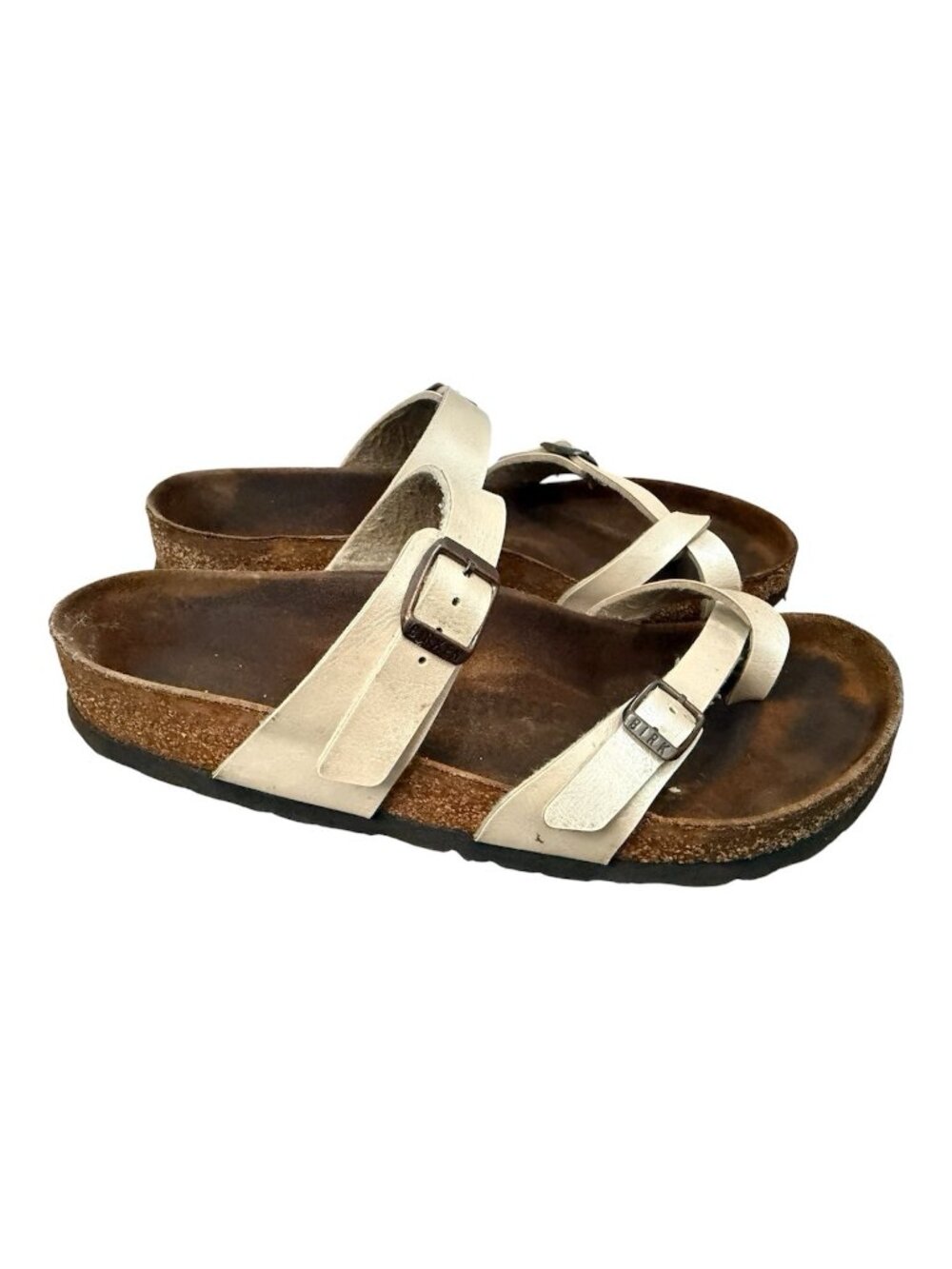 Birkenstock Mayari Graceful Pearl White Beige Thong Sandal 39 L 8 Birko Flor